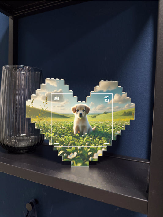 Großes Herz Fotoblock aus originalen LEGO® Steinen, Geschenk, Papa, Mama, Geburtstag, Jubiläum, Valentinstag