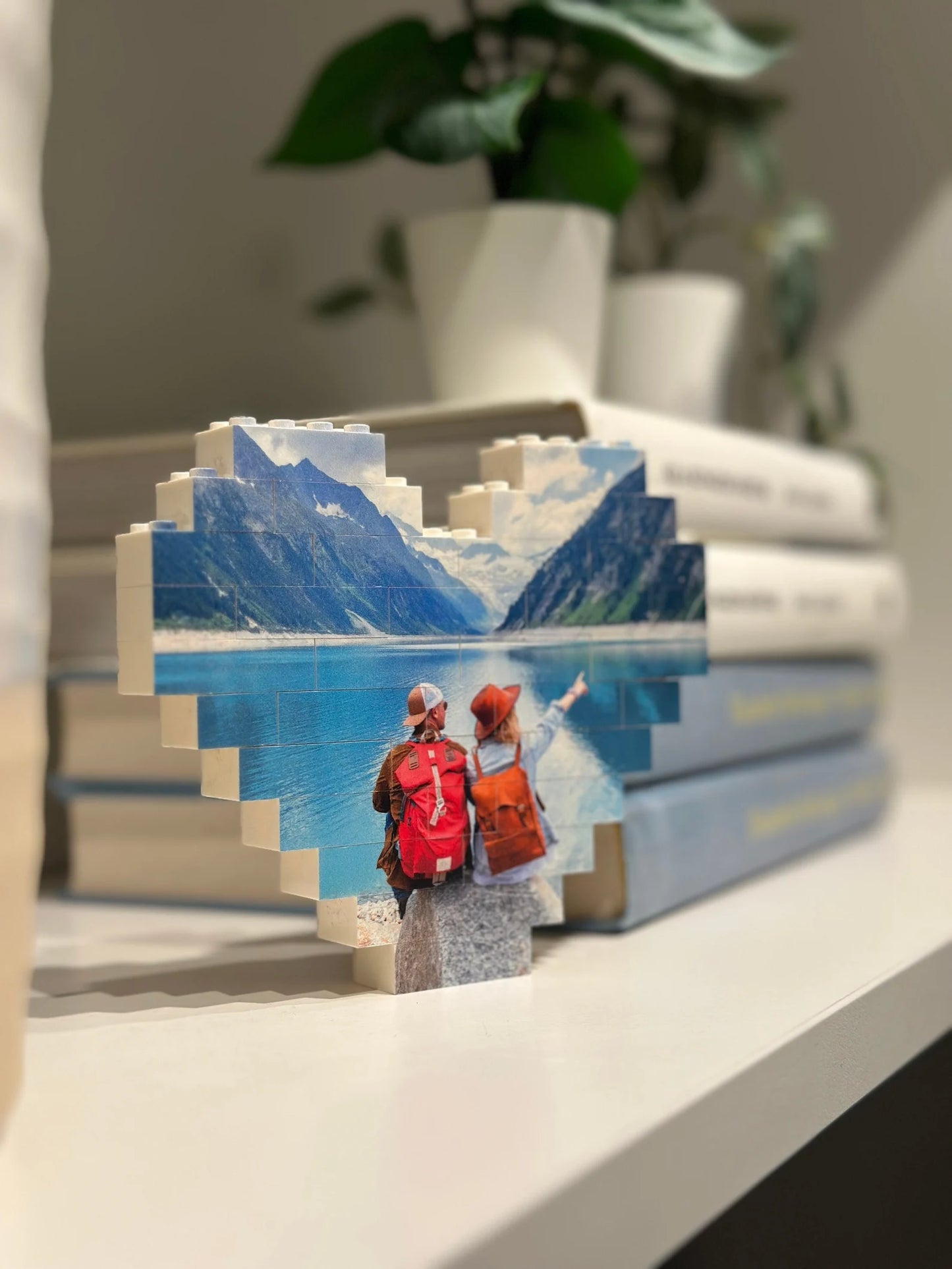 Mittelgroßes Herz Fotoblock aus originalen LEGO® Steinen, Geschenk, Papa, Mama, Geburtstag, Jubiläum, Valentinstag