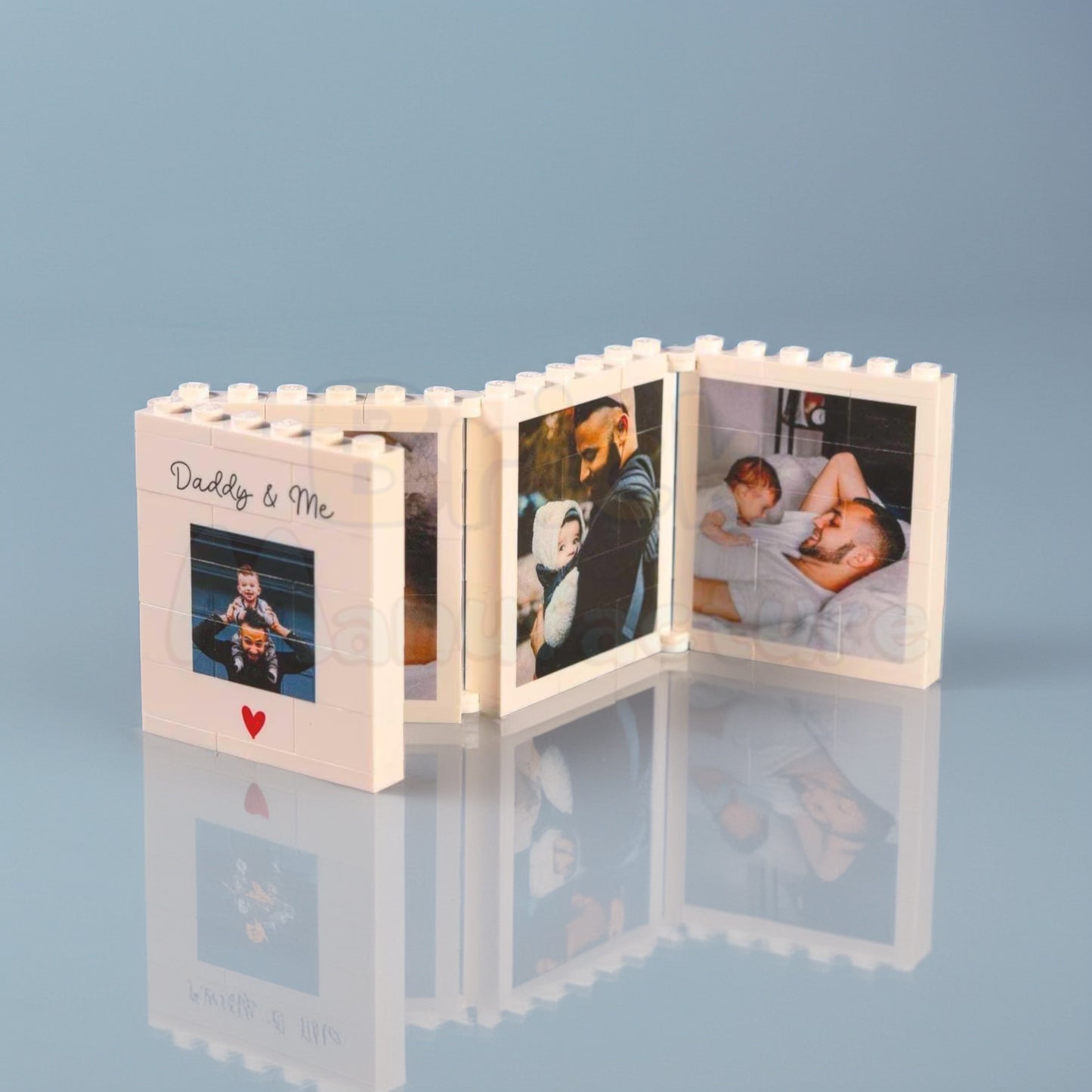 Personalisierter ausklappbarer Fotoblock aus originalen LEGO® Steinen, Geschenk, Papa, Mama, Geburtstag, Jubiläum, Valentinstag