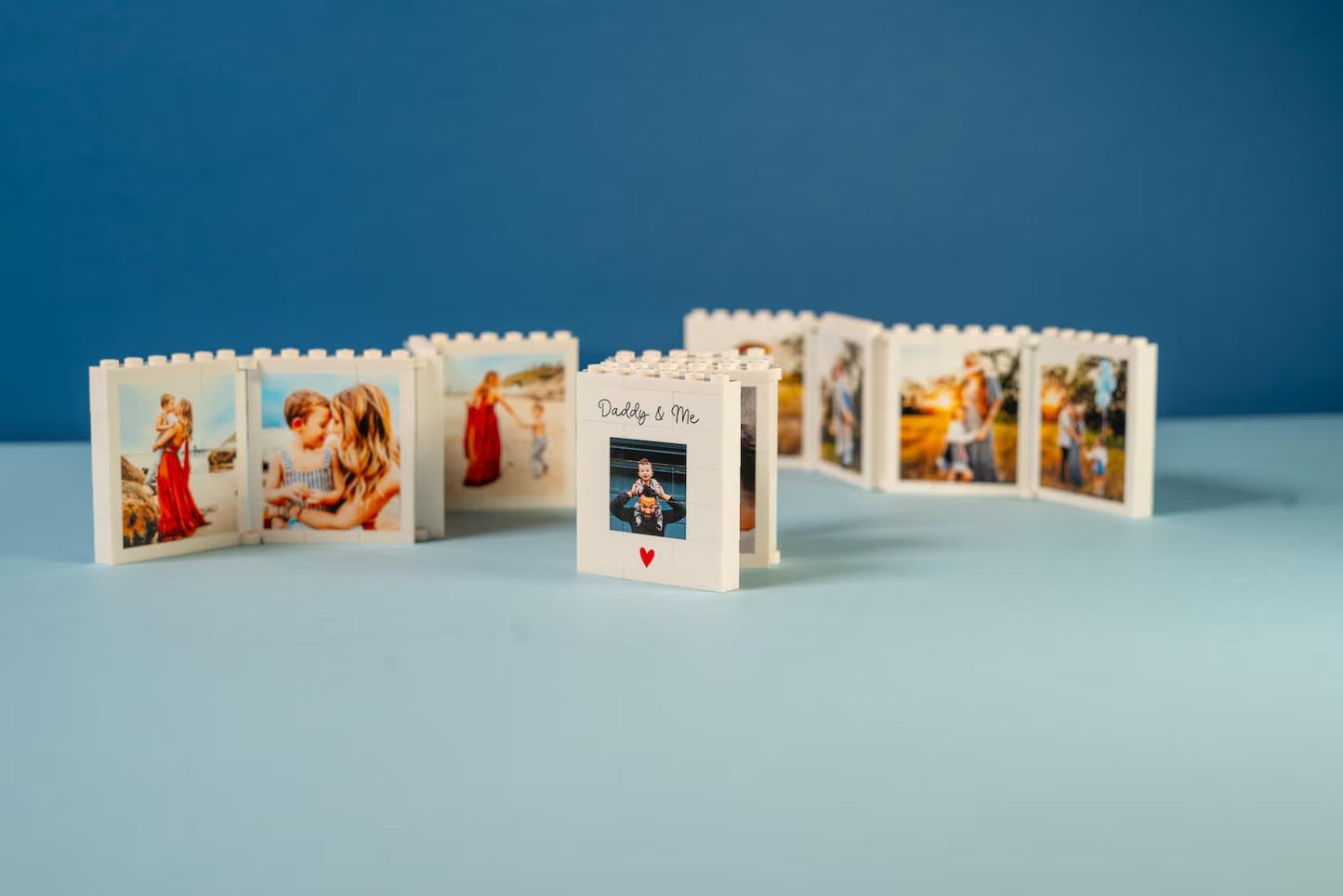 Personalisierter ausklappbarer Fotoblock aus originalen LEGO® Steinen, Geschenk, Papa, Mama, Geburtstag, Jubiläum, Valentinstag